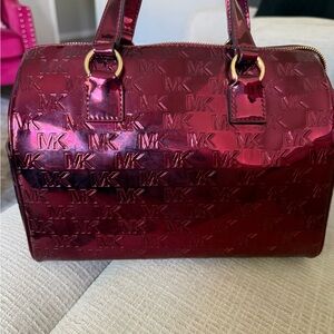 Michael Kors Shiny Red Satchel / Duffle Purse